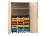 Flexeo Garagenschrank, Ahorn Honig, 3 Rollcontainer mit Boxen bunt A, Schloss, HxBxT: 190x126,4x60 cm