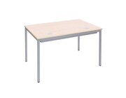 EDV-Tisch mit Blechkanal, 160x80 cm Buche hell, Stahlfarbe weialuminium, Filzgleiter ohne Lasche