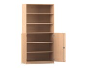 Flexeo Halbtrenschrank mit 6 Fchern und 2 Halbtren, Buche hell, Schloss, 50 cm tief