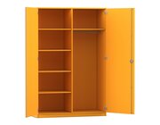 Flexeo Garderobenschrank gelb, mit einer Garderobe und 6 Fchern, Tiefe 60 cm, Bogengriff mit Schloss