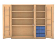 Flexeo Musikschrank, Buche hell mit 6 groen Boxen blau, Schloss, (H x B x T): 190 x 190,5 x 60 cm