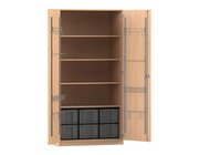 Flexeo Musikschrank, Buche hell, 6 groe transparente Boxen HxBxT: 190 x 94,4 x 60 cm