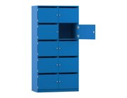 Flexeo® Schließfachschrank blau, 10 Fächer, 94,4 cm breit, Tiefe 40 cm