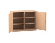 Flexeo Unterschrank Buche hell, Sockel, 6 Fcher, 99,1 x 126,4 x 60 cm, Bogengriff mit Schloss