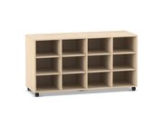 Flexeo Regal PRO, Ahorn honig, HxBxT: 76,7 x 143,9 x 48 cm, 4 Reihen, 12 Fcher, mit Rollen