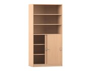 Flexeo Schiebetrenschrank mit 6 Fchern und zwei Tren unten, Buche hell, Tiefe 48 cm