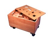 Rollcontainer Puzzle-Container mit Fröbelbausteinen: Inhalt 126 Bausteine, Buche natur