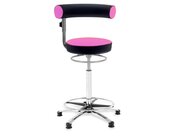 Sanus-Hochstuhl, Sitzhhe 63-89 cm, Lehne hhenverstellbar, Stoff schwarz/pink, mit Rollstopp