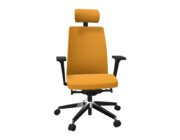 Drehstuhl Mara mit Kopfst�tze, Bezugsstoff schwarz NX-16, Gestellfarbe schwarz, Armlehnen P59PU,