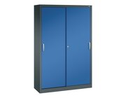 C+P Sportgerteschrank, 1950x1200x400mm Korpus RAL 7016 Anthrazitgrau, Front RAL 5010 Enzianblau