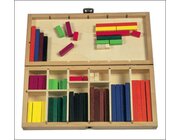 Cuisenaire-Stbe farbig, 100 Stck im Holzkasten