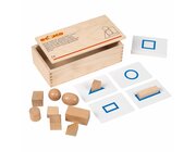 Tastmaterial - 10 geometrische Formen und Karten in Holz-Box, ab 4 Jahre