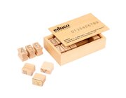 Umriss-Stempel mit Zahlen 0 - 9 in Holzbox