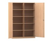 Flexeo Hochschrank Buche hell, 10 Fcher, 2 Tren, HxBxT: 190x126,4x40 cm, Schloss