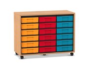 Flexeo Regal, Buche hell mit 3 Reihen, Boxen bunt, Stellfe, HxBxT: 72,8x94,8x40,8 cm