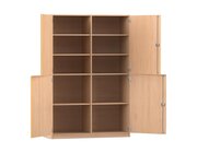 Flexeo Halbtrenschrank mit 10 Fchern und 4 Halbtren, Buche hell, Tiefe 60 cm