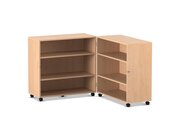 Flexeo Klapp-Wagen, Buche hell, fahrbar, 4 Fachbden, HxBxT 92,3x189,4x40,8 cm