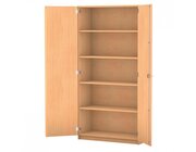 Flexeo Klassenschrank, HxBxT 200x100x50 cm, 4 Fachbden, Buche hell, Dreholive mit Schloss