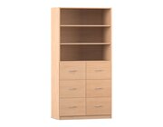 Flexeo Hochschrank mit Sockel, HxBxT: 190x94,4x40 cm, 6 gro�e Schubladen