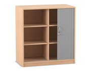 Flexeo Rollladenschrank, Buche hell, 4 Fachbden, Mittelwand, 99,1 x 94,4 x 48 cm