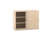 Flexeo Schiebetrenschrank mit Sockel, Ahorn, 4 Fachbden, Tiefe 58 cm