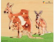Holz-Puzzle realistisch Känguru, Mutter mit Jungtier, ab 2 Jahre