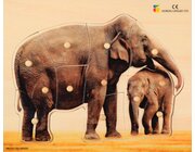Holz-Puzzle realistisch Elefant, Mutter mit Jungtier, ab 2 Jahre