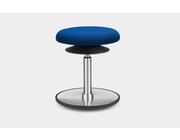 Lffler ERGO TOP Hocker 42-57 cm, Kunstleder blau mit Bodenwippe Aluminium poliert, Sitzflche 30 cm, Gasfeder Alu poliert