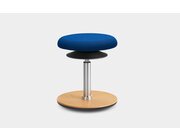 Lffler ERGO TOP Hocker 42-57 cm, Kunstleder blau mit Bodenwippe Buche natur, Sitzflche 37 cm, Gasfeder Alu poliert