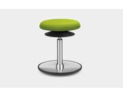 Lffler ERGO TOP Hocker 42-57 cm, Kunstleder grn mit Bodenwippe Aluminium poliert, Sitzflche 37 cm, Gasfeder Alu poliert