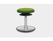 Lffler ERGO TOP Hocker 51-75 cm, Wollstoff grn mit Bodenwippe Aluminium poliert, Sitzflche 37 cm, Gasfeder Alu poliert