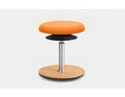 Lffler ERGO TOP Hocker 32-39 cm, Stoff orange mit Bodenwippe Buche natur, Sitzflche 30 cm fr Kinder