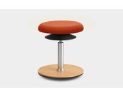 Lffler ERGO TOP Hocker 42-57 cm, Stoff orange mit Bodenwippe Buche natur, Sitzflche 30 cm, Gasfeder Alu poliert