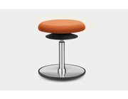 Löffler ERGO TOP Hocker 42-57 cm, Kunstleder orange mit Bodenwippe Aluminium poliert, Sitzfläche 30 cm, Gasfeder Alu poliert