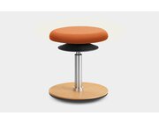 Lffler ERGO TOP Hocker 51-75 cm, Kunstleder orange mit Bodenwippe Buche natur, Sitzflche 30 cm, Gasfeder Alu poliert