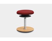Lffler ERGO TOP Hocker 42-57 cm, Kunstleder rot mit Bodenwippe Buche natur, Sitzflche 37 cm, Gasfeder Alu poliert