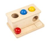 Blle drcken, Holzbox mit Kugeln, ab 1 Jahr