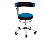 Sanus®-Gesundheitsstuhl 42-51 cm mit höhenverstellbarer Lehne, Stoff blau/schwarz, mit Bürorollen