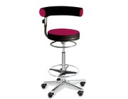 Sanus-Hochstuhl, Sitzhhe 63-89 cm, Lehne hhenverstellbar, Stoff schwarz/pink, mit Rollstopp
