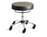 Sanus-Hocker, 35-41 cm, Kunstleder beige/schwarz, mit Rollstopp