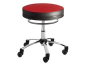 Sanus-Hocker, 35-41 cm, Kunstleder rot/schwarz, mit Rollstopp