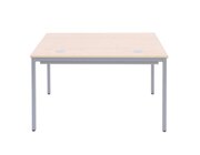 EDV-Tisch mit Blechkanal, 80x80 cm, Dekor grau, Stahlfarbe weialuminium, Kunststoffgleiter ohne Lasche