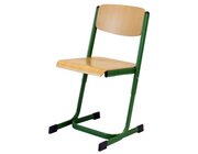Schlerstuhl mit Doppel-U-Fu, Buche natur, hhenverstellbar 34-38-42 cm, Gestell RAL 9006 Weialuminium