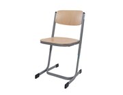 Schlerstuhl mit Doppel-U-Fu, Buche natur, hhenverstellbar 34-38-42 cm, Gestellfarbe RAL 9006 Weialuminium
