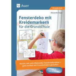 Fensterdeko mit Kreidemarkern fr die Grundschule