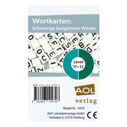 Wortkarten: Schwierige lautgetreue Wrter - Level 11+12, 1. bis 4. Klasse