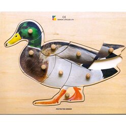 Holz-Puzzle Ente mit groen Griffen, ab 2 Jahre