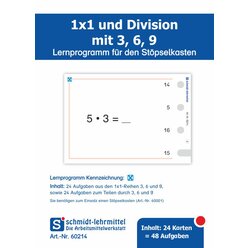 Stpselkarten '1 x 1 und Division mit 3, 6, 9'