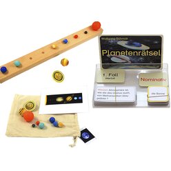 Montessori Geografie-Set 3: Weltall, Planeten: Planeten m. Tablett, Namenskarten, Planeten-Rtsel m. Selbstkontrolle (Klassenset)