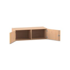 Flexeo Aufsatzschrank, Buche hell, 2 Tren, Anschlag links,  H: 41,4 cm B: 126,4 cm T: 60 cm, Bogengriff mit Schloss